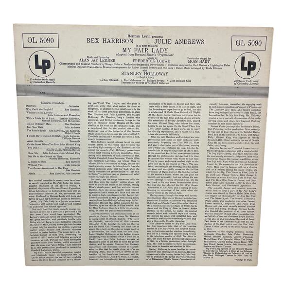 Vintage 1959 Rex Harrison Julie Andrews My Fair Lady Music LP Vinyl Record - Picture 2 of 2